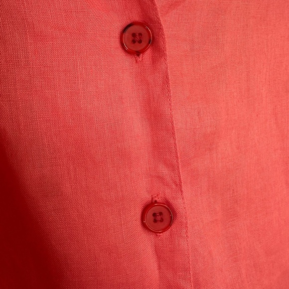 Rafaella Women’s Coral 100% Linen longline Long Sleeve Button Up Blouse size 10 - Picture 7 of 9